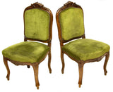 Chairs, Armchairs and Sidechairs, Green, French Louis XV Style Fauteuil, Charming Set of Four, Vintage/Antique - Old Europe Antique Home Furnishings