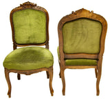 Chairs, Armchairs and Sidechairs, Green, French Louis XV Style Fauteuil, Charming Set of Four, Vintage/Antique - Old Europe Antique Home Furnishings