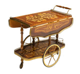 Service Cart, Italian Floral Marquetry, Vintage / Antique, 1900's Charming! - Old Europe Antique Home Furnishings
