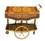 Service Cart, Italian Floral Marquetry, Vintage / Antique, 1900's Charming! - Old Europe Antique Home Furnishings