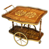 Service Cart, Italian Floral Marquetry, Vintage / Antique, 1900's Charming! - Old Europe Antique Home Furnishings