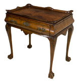 CHIPPENDALE STYLE BURLWOOD TEA TABLE, LATE 19THC. ( 1800s ) - Old Europe Antique Home Furnishings