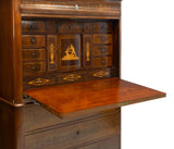 GORGEOUS LOUIS PHILIPPE MAHOGANY MARQUETRY SECRETARY DESK, 19th Century ( 1800s ) - Old Europe Antique Home Furnishings