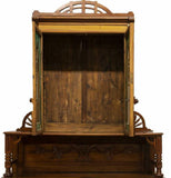 CONTINENTAL ART NOUVEAU STAINED GLASS SIDEBOARD, early 1900s - Old Europe Antique Home Furnishings