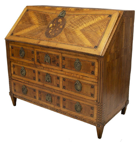 EXTRAORDINARY LARGE NEOCLASSICAL MARQUETRY BUREAU SECRETAIRE, 18th century ( 1700s ) - Old Europe Antique Home Furnishings
