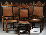 Antique Chairs, Dining Set of Six Renaissance Style Carved Walnut Dining, Handsome Vintage Chairs! - Old Europe Antique Home Furnishings
