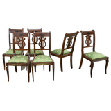 Antique Chairs, Dining Green French Empire Style Mahogany, Handsome Set of Six early 1900s!! - Old Europe Antique Home Furnishings