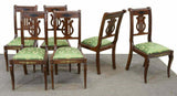 Antique Chairs, Dining Green French Empire Style Mahogany, Handsome Set of Six early 1900s!! - Old Europe Antique Home Furnishings