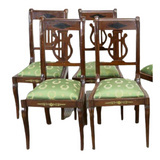 Antique Chairs, Dining Green French Empire Style Mahogany, Handsome Set of Six early 1900s!! - Old Europe Antique Home Furnishings