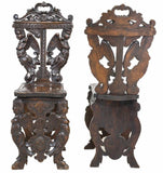 Antique Chairs, Carved,Italian Renaissance, Revival, Pair of Elaborate and Ornate Chairs 1800s!!! - Old Europe Antique Home Furnishings
