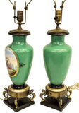 Lamps, Table, Porcelain, Vase, Hand Painted Sevres Style, Stunning! - Old Europe Antique Home Furnishings