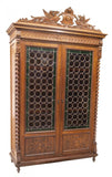Antique Bookcase, Henri II Style Leaded Bullseye Glass, 19th C. 1800s) Gorgeous! - Old Europe Antique Home Furnishings