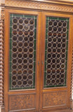Antique Bookcase, Henri II Style Leaded Bullseye Glass, 19th C. 1800s) Gorgeous! - Old Europe Antique Home Furnishings