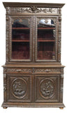 FRENCH HENRI II STYLE CARVED OAK SIDEBOARD / Bookcase 19th century ( 1800s ) - Old Europe Antique Home Furnishings