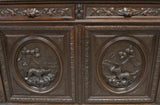 FRENCH HENRI II STYLE CARVED OAK SIDEBOARD / Bookcase 19th century ( 1800s ) - Old Europe Antique Home Furnishings