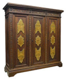 ITALIAN RENAISSANCE REVIVAL CARVED WALNUT ARMOIRE - Old Europe Antique Home Furnishings