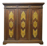 ITALIAN RENAISSANCE REVIVAL CARVED WALNUT ARMOIRE - Old Europe Antique Home Furnishings