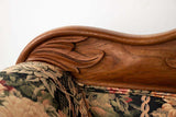Antique Settee, Victorian Shell Carved Medallion Back, Gorgeous Bright Colors!! - Old Europe Antique Home Furnishings