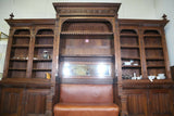 Antique Bookcase / Bench, Monumental, Renaissance Revival Oak, 1800's, Amazing! - Old Europe Antique Home Furnishings