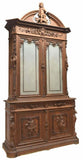 Antique Cabinet, Fine Relief Carved Oak Game Bird Hunt Cabinet, Gorgeous 1800's!! - Old Europe Antique Home Furnishings