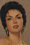 Portrait of Gina Lollobrigida, Starlet, Oil, by Gina Allesandro Galbier, 1956!! - Old Europe Antique Home Furnishings