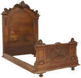 Antique Bed Set, Bed, Armoire, Mirrored, Fine French Carved, Mahogany, 1800's! - Old Europe Antique Home Furnishings