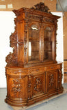 Antique Buffet / Bookcase, French Curved Side Hunt, Motif, Magnificent, 1800s! - Old Europe Antique Home Furnishings