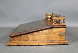 Antique Desk, Slant Front Lift Top Portable Desk, Brass Writing, Inkwell, 1800's!! - Old Europe Antique Home Furnishings