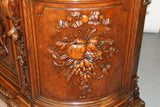 Antique Buffet / Bookcase, French Curved Side Hunt, Motif, Magnificent, 1800s! - Old Europe Antique Home Furnishings