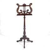 Antique Music Stand, English Mahogany, Carved Wood, Scrolling Acanthus, 1800s! - Old Europe Antique Home Furnishings