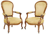 Antique Arm Chairs Fauteuils, French Louis Phillipe Period Walnut, 4, 1800s! - Old Europe Antique Home Furnishings