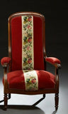 Antique Armchair, French Louis Philippe High Back Red Chair, 1800s, Gorgeous! - Old Europe Antique Home Furnishings