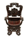 Antique Armchair, Japanese Export Highly Carved Hardwood, Fancy, Early 1900's! - Old Europe Antique Home Furnishings
