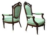 Antique Armchairs, Parlor, Victorian, Pair, two (2) John Jelliff Style Chairs! - Old Europe Antique Home Furnishings
