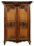 Antique Armoire, French Provincial Carved Oak Wedding, Cabriole Legs, 1800's! - Old Europe Antique Home Furnishings