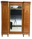 Antique Armoire, Triple, French Louis XVI Style Ormolu-Mounted, early 1900s!! - Old Europe Antique Home Furnishings