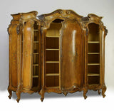 Antique Armoire, Wardrobe, Italian Venetian Style, Triple Door, Bombe, 1900's ! - Old Europe Antique Home Furnishings