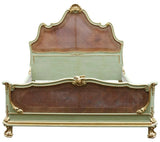 Antique Bed, Venetian Parcel Gilt & Painted, Shell Crest, Gilt Feet, Early 1900s!! - Old Europe Antique Home Furnishings