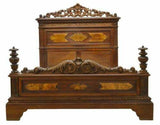 Antique Bedroom Set, Italian, Carved Walnut Renaissance Revival, Set of 5, 1900s!! - Old Europe Antique Home Furnishings