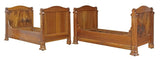 Antique Beds, Day, Alcove, Pair, (2) French Louis Phillipe Walnut, 1800's!! - Old Europe Antique Home Furnishings