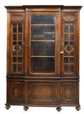 Antique Bookcase, French Glazed Breakfront Bookcase, early 1900s, Gorgeous! - Old Europe Antique Home Furnishings