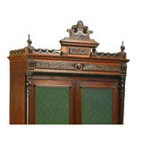 Antique Bookcase, French Provincial Carved Walnut Dark Wood Tones, Circa. 1870's - Old Europe Antique Home Furnishings