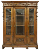 Antique Bookcase, Italian Neoclassical Style, Figural, Carved Walnut, 1800s!! - Old Europe Antique Home Furnishings