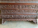 Antique Bookcase, Ornate Highly Carved Wooden Bookcase W / Glass Doors, 1800's - Old Europe Antique Home Furnishings
