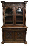 Antique Bookcase / Sideboard, Carved, French Henri II Style Carved Oak, 1800's! - Old Europe Antique Home Furnishings