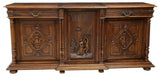 Antique Buffet / Sideboard, French Carved Walnut Breakfront, Stunning, 1800's! - Old Europe Antique Home Furnishings