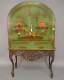 Antique Cabinet Display, Green Chinoiserie Display Cabinet, Oriental Hardware, Gorgeous!! - Old Europe Antique Home Furnishings