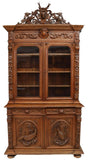 Antique Cabinet, Hunt, Oak, Foliate, French Game Bird & Deer Carved, 1800's!! - Old Europe Antique Home Furnishings