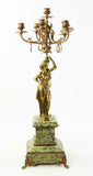 Antique Candelabra, Bronze and Marble, Green, 19th Century, 1800s, Gorgeous!! - Old Europe Antique Home Furnishings