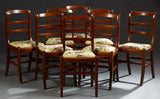 Antique Chairs, Dining Set of 8, French Louis Philippe Style Carved Beech, 1800s - Old Europe Antique Home Furnishings